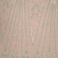 Light Green Bugle Beads Sequins and Feathers Abstract Embroidered Tulle Fabric - Rex Fabrics