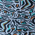 Ivory with Orange and Teal Hints Zebra Animal Print Silk Charmeuse Fabric - Rex Fabrics
