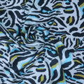 Ivory with Mustard and Aqua Hints Zebra Animal Print Silk Charmeuse Fabric - Rex Fabrics