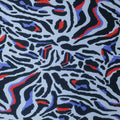 Ivory with Purple and Red Hints Zebra Animal Print Silk Charmeuse Fabric - Rex Fabrics