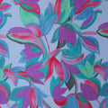 Fuchsia Green Florals on Ivory Painted Like Floral Printed Silk Charmeuse Fabric - Rex Fabrics
