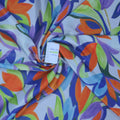 Purple Orange Green Florals on Silver Painted Like Floral Printed Silk Charmeuse Fabric - Rex Fabrics