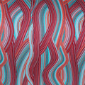 Aqua Burgundy and Orange Waves Printed Silk Charmeuse Fabric - Rex Fabrics