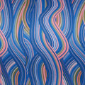 Blue and Bronze Waves Printed Silk Charmeuse Fabric - Rex Fabrics