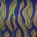 Blue and Green Waves Printed Silk Charmeuse Fabric - Rex Fabrics