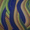 Blue and Green Waves Printed Silk Charmeuse Fabric - Rex Fabrics