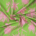 Neon Green with Blush Floral Embossed Reversible Textured Jacquard Brocade Fabric - Rex Fabrics