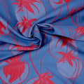 Sky Blue with Coral Floral Embossed Reversible Textured Jacquard Brocade Fabric - Rex Fabrics