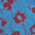 Aqua and Coral Floral Embossed Reversible Textured Jacquard Brocade Fabric - Rex Fabrics