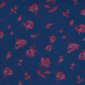 Dark Blue and Red Floral Embossed Reversible Textured Jacquard Brocade Fabric - Rex Fabrics