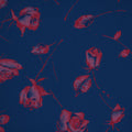 Dark Blue and Red Floral Embossed Reversible Textured Jacquard Brocade Fabric - Rex Fabrics