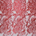 Red Sequins and Embroidery Florals on Embroidered Tulle Fabric - Rex Fabrics