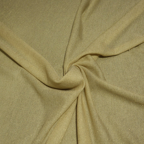 Gold Lurex Thread On a Cream Cotton Metallic Jersey Fabric - Rex Fabrics