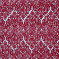 Dark Red Bugle Beads and Sequins Ikat on Embroidered Tulle Fabric - Rex Fabrics