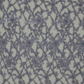 Gray Bugle Beads and Sequins Floral on Embroidered Tulle Fabric - Rex Fabrics