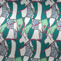 Turquoise White Belts and Chains Abstract Charmeuse Polyester Fabric - Rex Fabrics