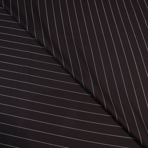 Black with Silver Chalk Stripes Swan Song Super 180's Holland & Sherry Fabric - Rex Fabrics