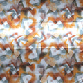 Burnt Orange and Silver Painting Like Shades Abstract Charmeuse Polyester Fabric - Rex Fabrics