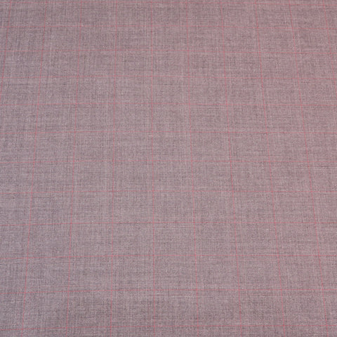 Grey with a Smooth Plaid Pattern Target Luxury Super 130's Wool Holland & Sherry Fabric - Rex Fabrics