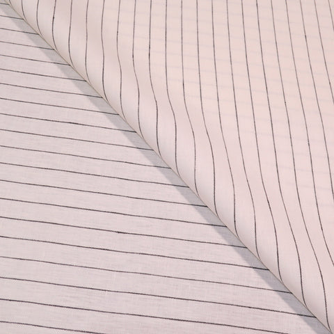 White with Black Chalkstripe Linen Holland & Sherry Fabric - Rex Fabrics