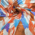 Rust and Orange Painting Like Abstract Charmeuse Polyester Fabric - Rex Fabrics