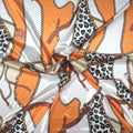 Orange and Ivory Chains and Belts Modern Charmeuse Polyester Fabric - Rex Fabrics