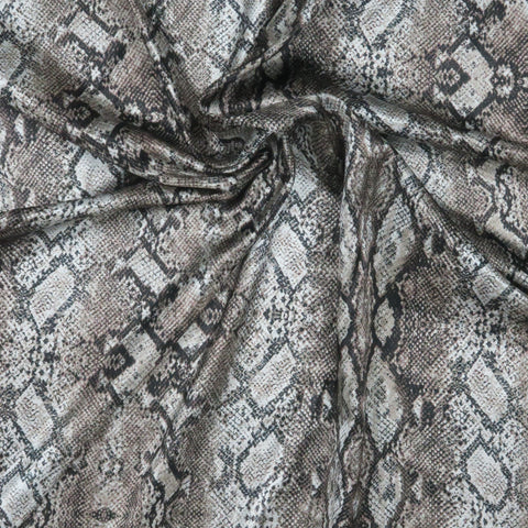 Light Brown Snake Skin Animal Print Charmeuse Polyester Fabric - Rex Fabrics