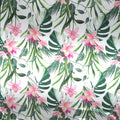 Monstera and Florals on Ivory Background Charmeuse Polyester Fabric - Rex Fabrics
