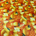 Summer Orange Design Printed Silk Charmeuse Fabric - Rex Fabrics