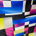 Abstract Geometric Design Multicolored Printed Silk Charmeuse Fabric - Rex Fabrics