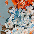 Light Gray/Blue Floral Design Ground Printed Silk Charmeuse Fabric - Rex Fabrics
