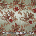 Pale Pink Metallic Background with Rust Floral Textured Brocade Fabric - Rex Fabrics