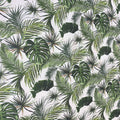 Green Monstera Leaves on a White background Floral Printed Polyester Fabric - Rex Fabrics