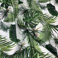 Green Monstera Leaves on a White background Floral Printed Polyester Fabric - Rex Fabrics