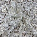 Ivory with Off White High Relief 3D Floral Corded Guipure Lace - Rex Fabrics