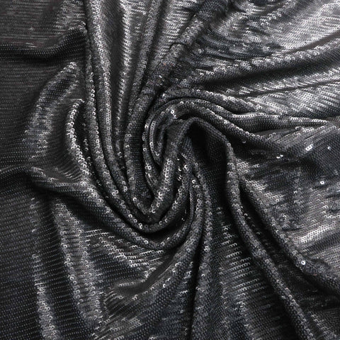 Black Mate Heavily Sequin Embroidered Fashion Fabric - Rex Fabrics