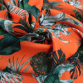 Green Orange Leaves Crepe Printed Polyester - Rex Fabrics