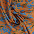 Orange and Turquoise Floral Crepe Printed Polyester - Rex Fabrics