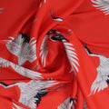 Red and White Birds Crepe Printed Polyester - Rex Fabrics