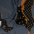 Black Background with Orange Circles Crepe Printed Polyester - Rex Fabrics