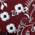 Wine and White Floral Printed Silk - Rex Fabrics