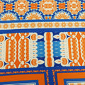 Orange, Nude and Blue Arabesque Printed Fabric - Rex Fabrics