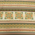 Brown, Green and Orange Arabesque Printed Fabric - Rex Fabrics
