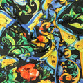 Black Background with Multicolored Abstract  Printed Fabric - Rex Fabrics