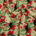 Green Background with multicolored Floral Printed Fabric - Rex Fabrics