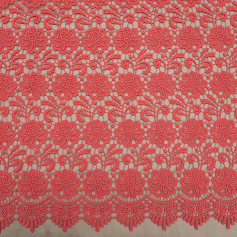 Coral Floral Guipure Lace - Rex Fabrics