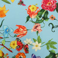 Sky Blue Background with Multicolored Floral Printed Fabric - Rex Fabrics