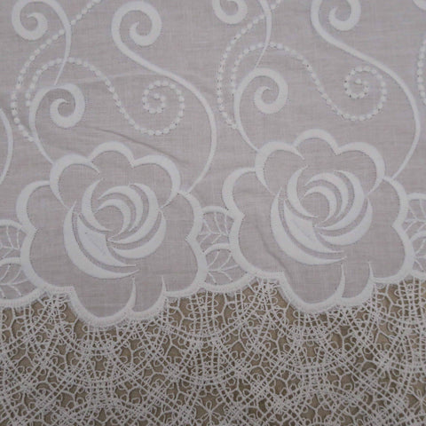 White Floral Embroidered Cotton - Rex Fabrics