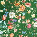 Green Background with Multicolored Floral Printed Fabric - Rex Fabrics