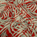 Red Background with Nude leaves Printed Fabric - Rex Fabrics